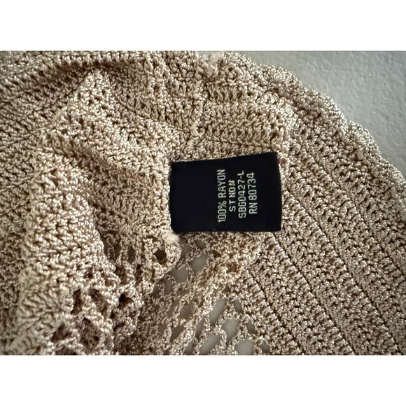 BCBG Y2K Women's Floral Crochet Tan Neutral Blouse Shirt Top Small *FLAWED* - Picture 6 of 8